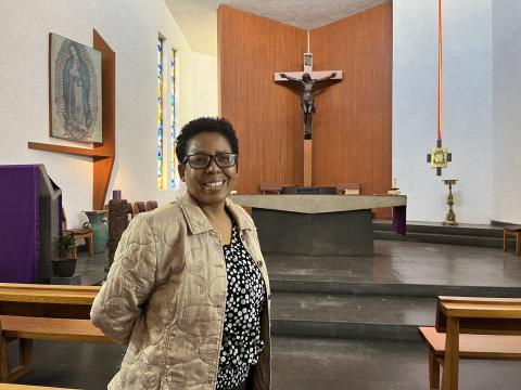 Sr. Ruperta Palacios Silva in the chapel of the National Center for Social Ministry of the Episcopal Conference of Mexico in Mexico City