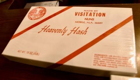 Heavenly Hash, the chocolate, peanut and marshmallow confection made by the Visitation sisters, is for sale in the monastery's gift shop in Mobile, Alabama. The candy is a popular gift and often sells out at Christmastime. (GSR photo/Dan Stockman)