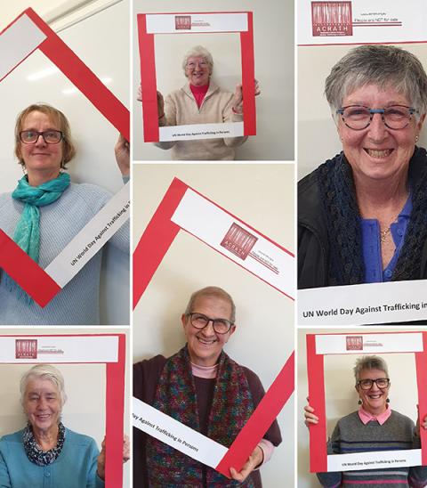 Victorian members of Australian Catholic Religious Against Trafficking in Humans, showing their support for the U.N. World Day Against Trafficking in Persons in 2021 (Courtesy of ACRATH)