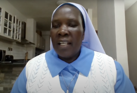 Sr. Pauline Acayo, a member of the Little Sisters of Mary Immaculate of Gulu and director of the Strengthening the Capacity of Women Religious in Early Childhood Development program in Kenya speaks at a Sept. 14 Georgetown University public dialogue "Catholic Sisters Living the Church's Social Mission: Signs of Hope."