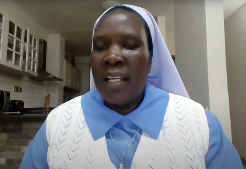 Sr. Pauline Acayo, a member of the Little Sisters of Mary Immaculate of Gulu and director of the Strengthening the Capacity of Women Religious in Early Childhood Development program in Kenya speaks at a Sept. 14 Georgetown University public dialogue "Catholic Sisters Living the Church's Social Mission: Signs of Hope." 