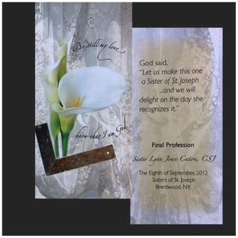 closeup of prayer card