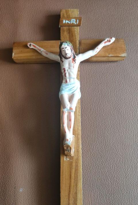 Wooden cross with the figure of Jesus 