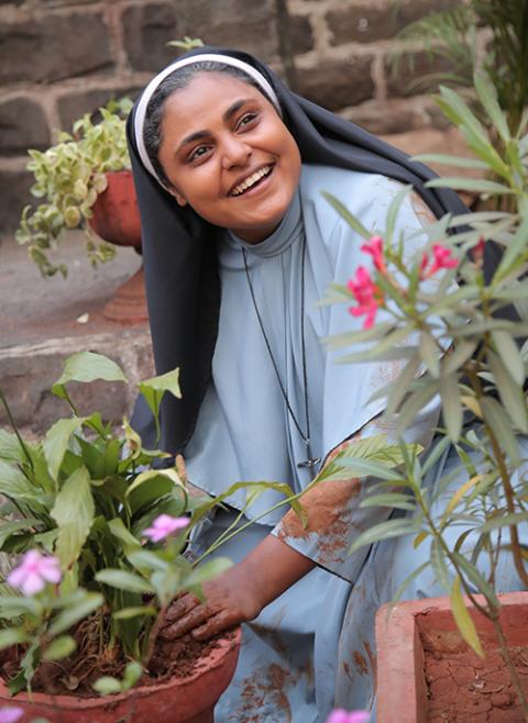 Vincy Aloshious, who plays the role of Franciscan Clarist Sr. Rani Maria, in a still from the movie "The Face of the Faceless" (Courtesy of Shaison P. Ouseph)