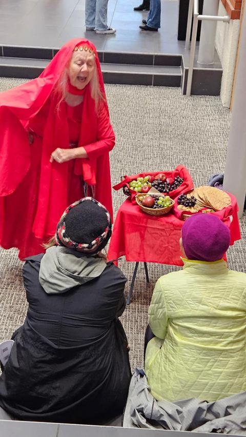 Martha A. Kirk dramatizes a story as Abigail, the wife of David, during the festival. (Courtesy of Martha A. Kirk)