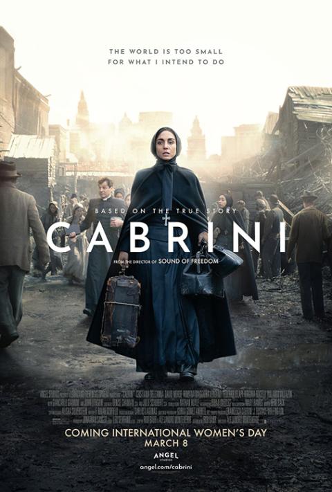 A poster image of the new film "Cabrini," premiering March 8 on International Women's Day (Courtesy of Angel Studios)