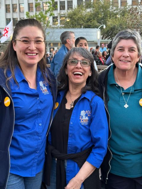 Becky Perez, third from right, appears at the march with staff from St. Joseph's Catholic School in El Paso, Texas.