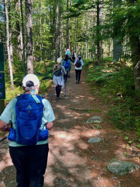 Hikers make their way along Indian Path Trail in Nova Scotia. Hikers make their way along Indian Path Trail in Nova Scotia.