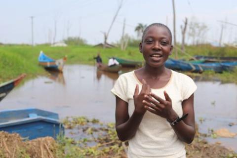 Eunice Nabwire, 19, left school at a young age to work in fishing. Eunice Nabwire, 19, left school at a young age to work in fishing.