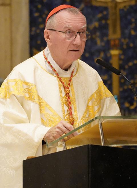 Cardinal Pietro Parolin, Vatican secretary of state, pictured at Mass in 2024  (OSV News/Gregory A. Shemitz)