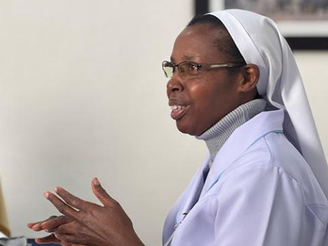 Sr. Candida Mukundi, of the Assumption Sisters of Nairobi, talks about her work as director of Kenya's Centre for Research in Religious Life and Apostolate during a March 28, 2025 meeting of the Global Research Network in Mexico City. Around the world, sisters like Mukundi are using data to help their community, members of their congregations and to collect information on vocations. (GSR photo/Rhina Guidos)