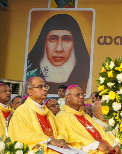 Bishops attend the Nov. 8, 2025, beatification Mass of Mother Eliswa Vakayil at the Basilica of Our Lady of Ransom at Vallarpadam in Kochi, India. (OSV News/Anto Akkara)