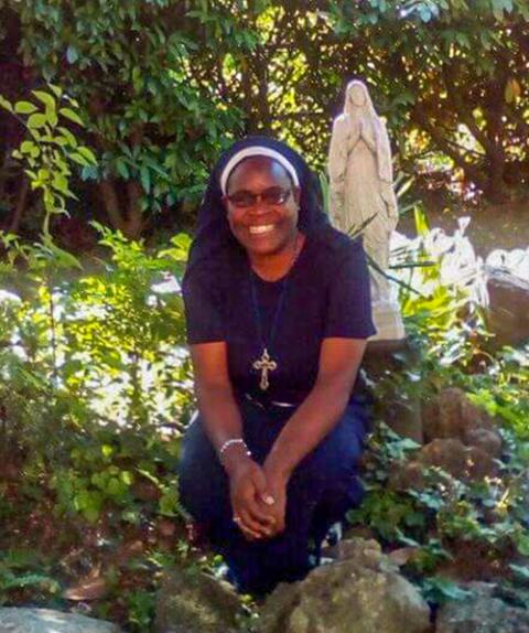 Sr. Prisca Chozu of the Handmaids of the Blessed Virgin Mary pauses for prayer at the 3 p.m. Hour of Mercy at the convent of the Sisters of Charity of Milan in Lovere, Italy. (Courtesy of Prisca Chozu)