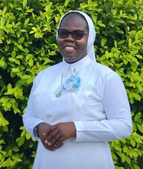 Sr. Marian-Hagar Dadzie celebrates 10 years of saying yes to God at  Mary Queen of Peace Catholic Church in Cape Coast, Ghana, on Dec. 8,  2024. (Courtesy of Marian-Hagar Dadzie) 