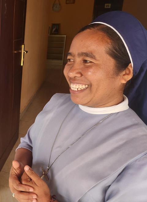 Sr. Fransiska Imakulata, a member of the Missionary Sisters Servants of the Holy Spirit and coordinator of the Flores Humanitarian Volunteer Team, or TRUK F, in Maumere, on the eastern Indonesian island of Flores. (GSR/Chris Herlinger)