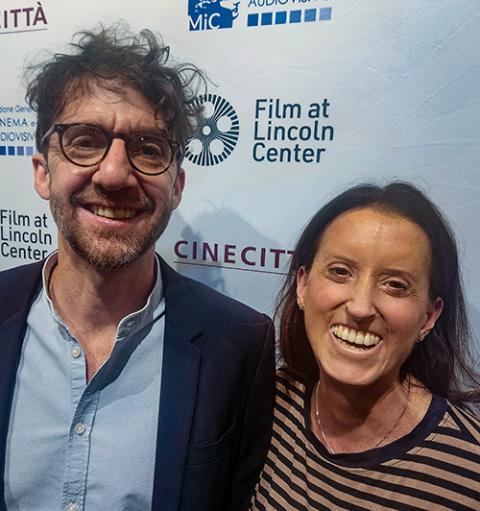 Massimiliano Camaiti, left, the director of the new documentary "Agnus Dei," with the film's producer, Giovanna Nicolai, at the Walter Reade Theater in New York (GSR photo/Chris Herlinger)