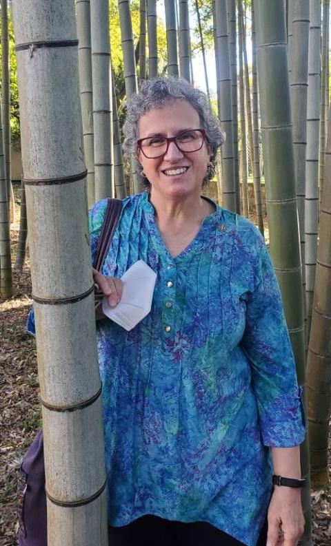 Sr. Debra Sciano poses with bamboo trees on a trip to Japan in 2022. (Courtesy of Debra Sciano)
