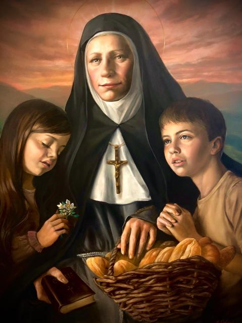 Pintura de la beata María del Tránsito Cabanillas, obra del artista argentino Ricardo Celma. (Foto: cortesía Claudia Navarro)