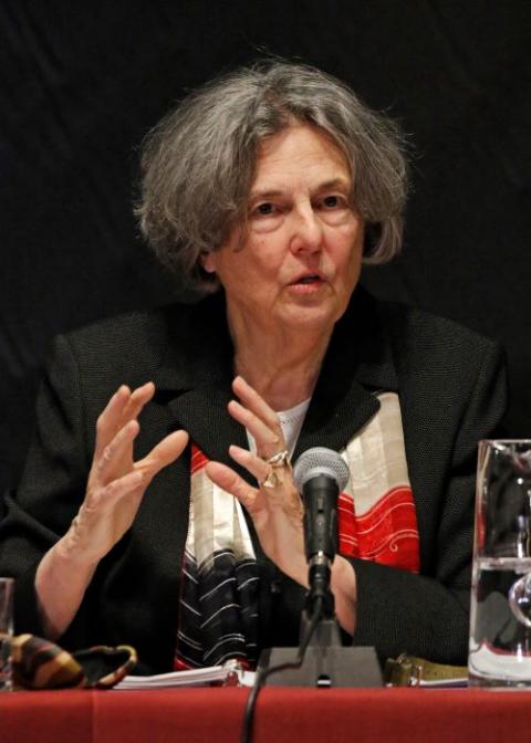 Catholic scholar and author Phyllis Zagano speaks during a Jan. 15, 2019, symposium on the history and future of women deacons at Fordham University's Lincoln Center campus in New York City. (CNS/Gregory A. Shemitz)