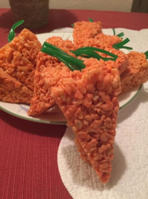 Rice Krispies Treats by Sr. Karen Zielinski, done in the style of carrots (Courtesy of Karen Zielinski) Rice Krispies Treats by Sr. Karen Zielinski, done in the style of carrots (Courtesy of Karen Zielinski)