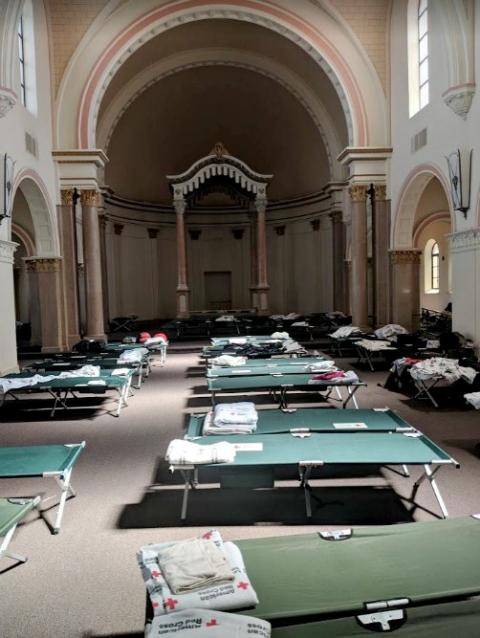 A sanctuary filled with cots for refugees is seen in Tucson, Arizona. (Franciscan Sisters of Perpetual Adoration) A sanctuary filled with cots for refugees is seen in Tucson, Arizona. (Franciscan Sisters of Perpetual Adoration)
