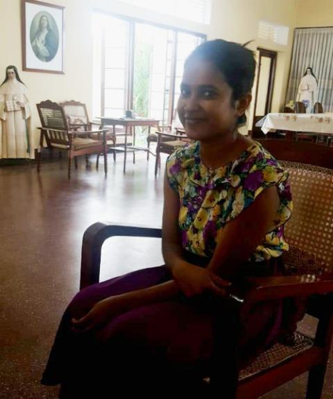 Geeshani Nipulika, receptionist of the Good Shepherd Institutions in Nayakakanda, was handed over to the sisters by a government probation and child care center in 2005. (Thomas Scaria) Geeshani Nipulika, receptionist of the Good Shepherd Institutions in Nayakakanda, was handed over to the sisters by a government probation and child care center in 2005. (Thomas Scaria)