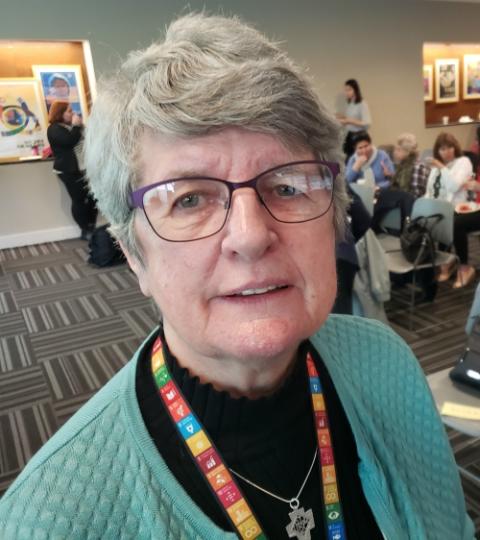 Sr. Ann Marie Quinn, who serves as the executive director of the International Presentation Association, was a ubiquitous presence throughout the U.N.'s Commission for Social Development Feb. 10-19 meetings about homelessness. (GSR photo/ Chris Herlinger)