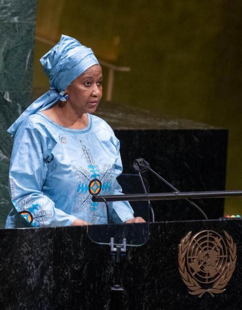 Phumzile Mlambo-Ngcuka, the executive director of UN Women, which serves as the global body's secretariat focused on women and girls, speaks March 15 at the U.N. General Assembly at the opening of Commission on the Status of Women. (UN photo)
