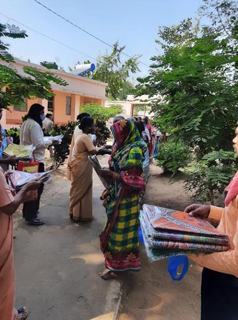 Volunteers with Prison Ministry India visit the women prisoners to distribute saris to them as Christmas gifts. (Provided photo)