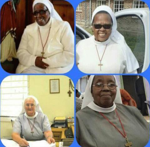 Five Missionary Sisters of the Precious Blood succumbed to COVID-19 in South Africa's Mthatha Diocese. Four of the five are, clockwise from upper left, Srs. Beautrice Khofu, Celine Nxopo, Martha Dlamini  and Maria Wardhor. (Provided photo)