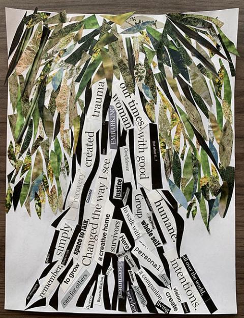 A collage I made during our recent Good Shepherd Volunteers midyear retreat focused on simplicity and social justice, depicting my desire to stay rooted in the tenets of social justice, simplicity, spirituality and community. (Maddie Thompson) A collage I made during our recent Good Shepherd Volunteers midyear retreat focused on simplicity and social justice, depicting my desire to stay rooted in the tenets of social justice, simplicity, spirituality and community. (Maddie Thompson)