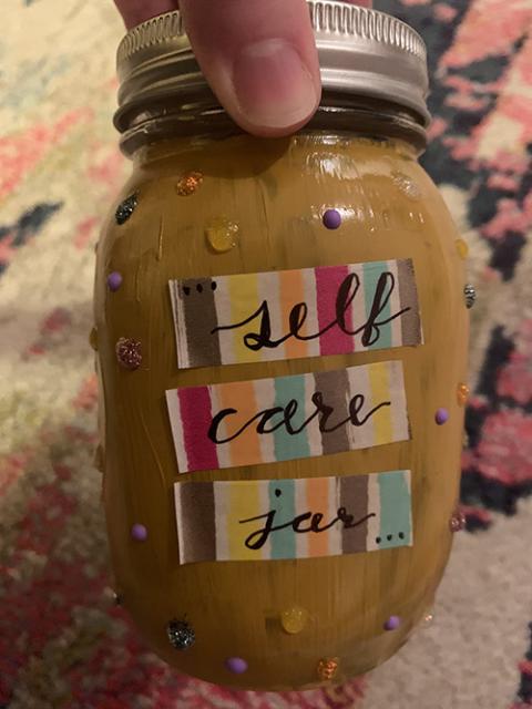 At our recent Good Shepherd Volunteers midyear retreat, each volunteer created a self-care jar. We each wrote self-care ideas on popsicle sticks to fill the jar. At our recent Good Shepherd Volunteers midyear retreat, each volunteer created a self-care jar. We each wrote self-care ideas on popsicle sticks to fill the jar.