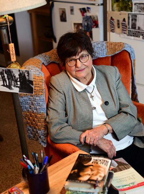 Helen Prejean at home, 2019 Sr. Helen Prejean in her home in Louisiana in 2019 (Courtesy of Ministry Against the Death Penalty/Cheryl Gerber)