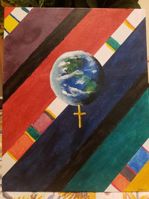 A painting I made called "Womankind," a piece that is unfinished to symbolize other women finishing this vision (Jaesen Evangelista) A painting I made called "Womankind," a piece that is unfinished to symbolize other women finishing this vision (Jaesen Evangelista)