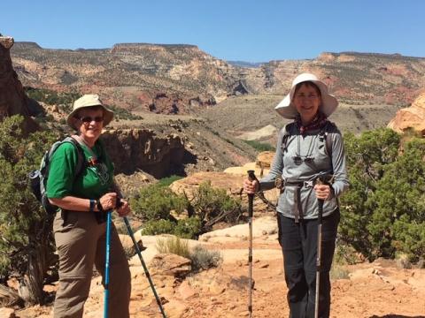 Jane Herb hiking with Nancy Sylvester Sr. Jane Herb, left, hikes in Utah with Sr. Nancy Sylvester, also a member of the Sisters, Servants of the Immaculate Heart of Mary, in 2018. (Courtesy of Jane Herb)