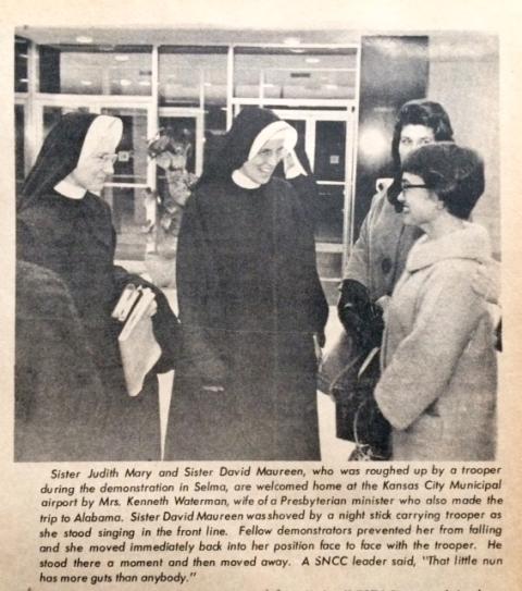 Judith Baenen, left, and Sr. Maureen Smith were featured in the National Catholic Reporter in 1965 after their return from Selma, Alabama. (GSR file photo) Judith Baenen, left, and Sr. Maureen Smith were featured in the National Catholic Reporter in 1965 after their return from Selma, Alabama. (GSR file photo)