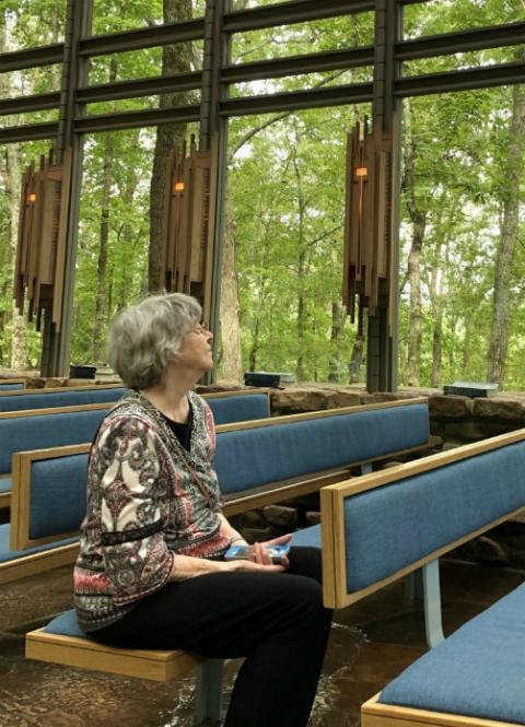 Sister Macrina in Thorncrown Chapel, Eureka Springs, Arkansas (Judith Valente)