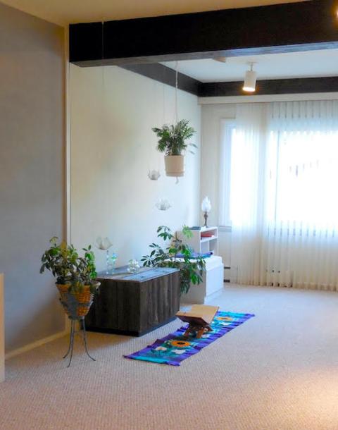 Our community's meditation chapel, with quiet carpeting (Laura Hammel)