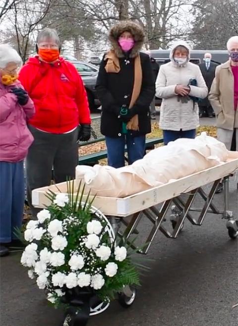 Sisters gather for the burial of Gracy Mary Whittaker, a Sister of Charity of Nazareth who elected to have a green burial. (Courtesy of Sisters of Charity of Nazareth)