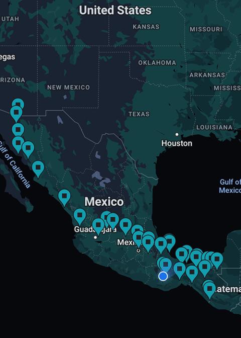 A map of the various stops on the journey, June 3-28 (Courtesy of Aguilas del Desierto)