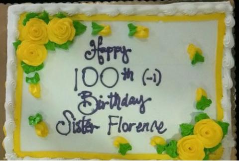 The cake celebrating Sister Florence's 99th birthday (Honorine Uwimana)