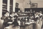 Sr. Bernadette Bryan's chemistry class at Ursuline Academy in Paola, Kansas, in the 1920s. On Aug. 31, the Paola campus' motherhouse officially reopened as Arista Recovery. (Courtesy of the Ursuline Sisters of Mount St. Joseph)