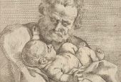 Detail of a 17th-century etching depicting St. Joseph holding the infant Christ, after a painting by Guido Reni (Metropolitan Museum of Art)
