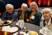 From left: Dominican Sr. Carol Coston, Network's founding executive director; Ursuline Sr. Angela Fitzpatrick; Elizabeth Morancy, a former Sister of Mercy; and Sr. Mary Hayes of the Sisters of Notre Dame de Namur