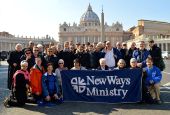 A pilgrimage by New Ways Ministry members in 2015 to Rome. Sr. Jeannine Gramick, one of the co-founders of the organization, is in the fourth row, fourth from right. New Ways Ministry supports LGBTQ women religious and educates their congregational leader