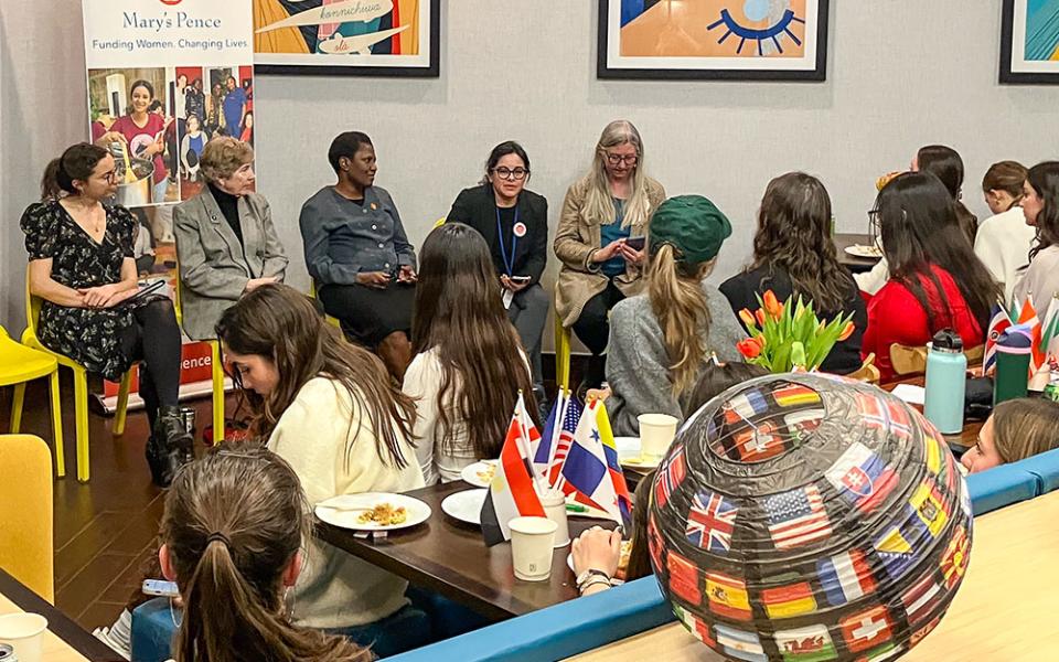 A panel highlights the work of Catholic sisters during the U.N. Commission on the Status of Women in New York in March 2025. (Courtesy of Beth Blissman)