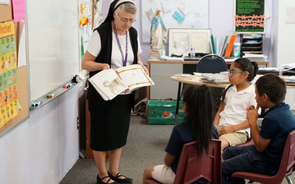Sr. Rosalyn Muraski, a member of the Franciscan Sisters of Christian Charity, serves as a special interventionist at the San Xavier Mission School on the Tohono O'odham Nation reservation in Tucson, Arizona (Courtesy of Franciscan Sisters of Christian Charity)