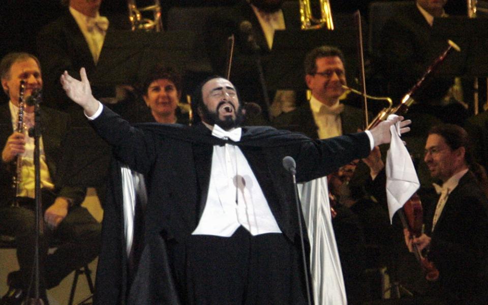 Tenor Luciano Pavarotti performs during the opening ceremony for the 2006 Winter Olympics in Turin, Italy, Feb. 10, 2006. (AP/Matt Dunham)