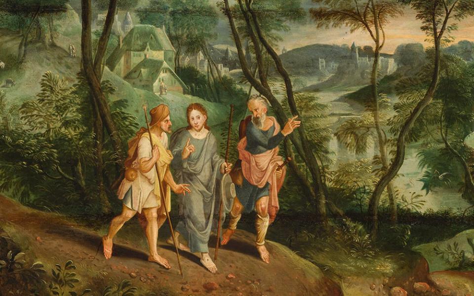 Detail of "Christ With Disciples on the Way to Emmaus" by a 16th-century Flemish painter (Wikimedia Commons/National Museum in Warsaw)