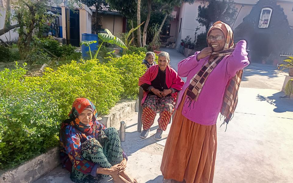 Daughter of the Eucharistic Covenant Sister Agnes (right) handles paperwork, hospital visits and conversations with local officials for Paramprasad Ashram, a shelter home for abandoned women in Akhnoor, India. (Umar Manzoor Shah)